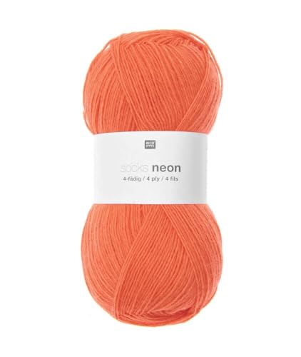 Rico Design Socks Neon Sockenwolle, 4 Fäden, 100 g, Farbe: 04 Neonorange Rico Design Socks Neon Sockenwolle, 4 Fäden, 100 g, Farbe: 04 Neonorange von Rico Design