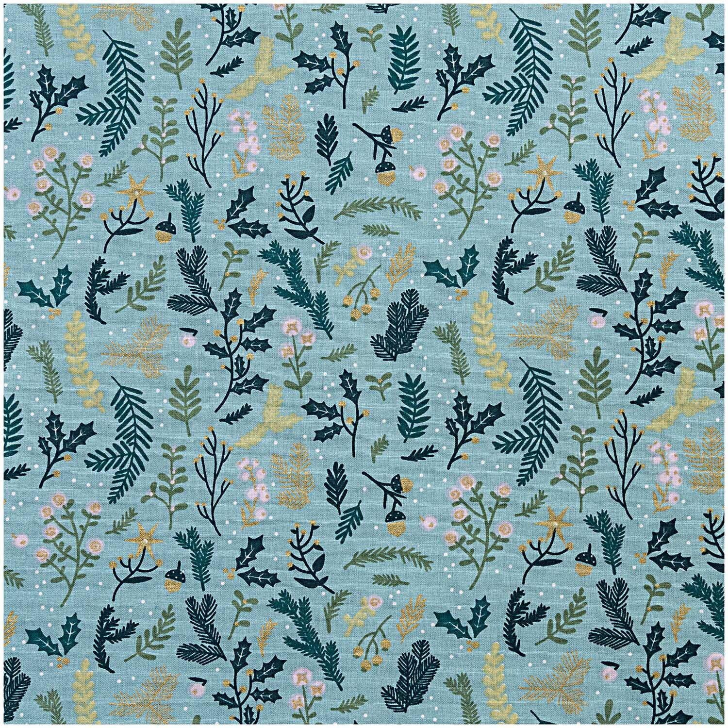 Rico Design Stoff türkis Zweige mit gold 140cm von Rico Design