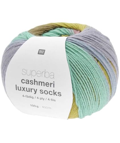 Rico Design Superba Cashmeri Luxus-Socken, 4-fädig, 100 g, weich und luxuriös, für Ihre Füße. Farbe: mehrfarbig (020 - Ethno) von Rico Design