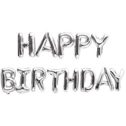 YEY! Let's Party Folienballon-Set Happy Birthday silber 13teilig von Rico Design