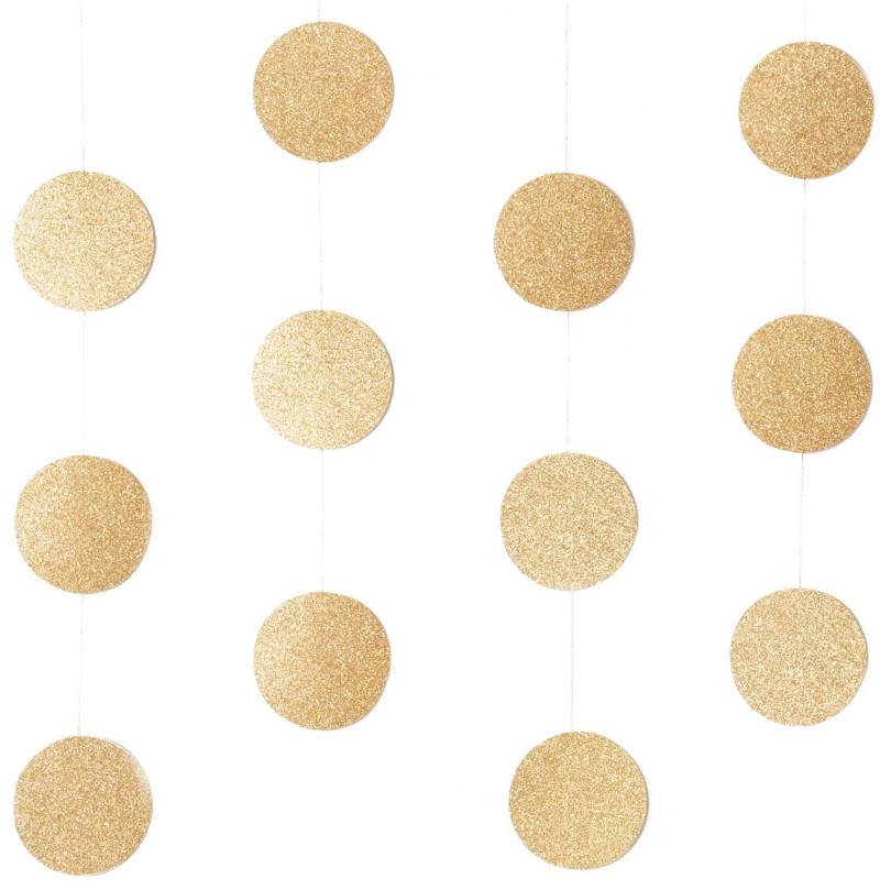 Genähte Girlande Kreise 8cm Glitter-gold 1,7m von Rico Design