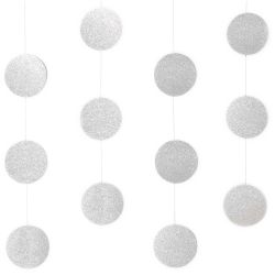 Genähte Girlande Kreise 8cm Glitter-silber 1,7m von Rico Design