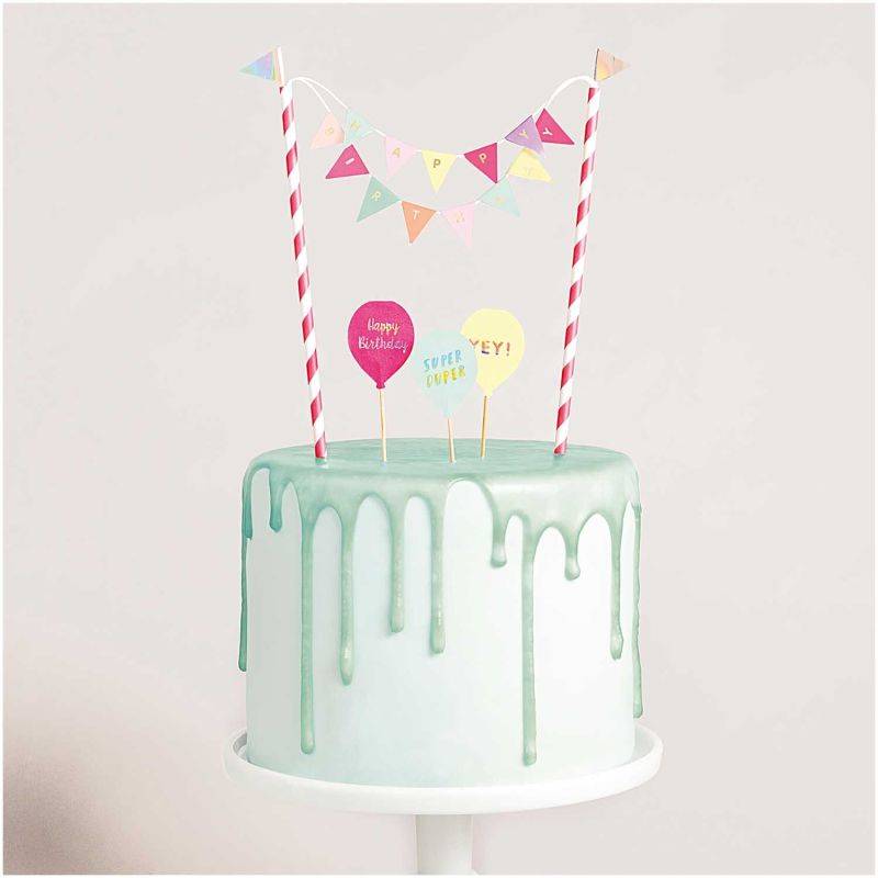 Kuchendekoration Happy Birthday pastell von Rico Design