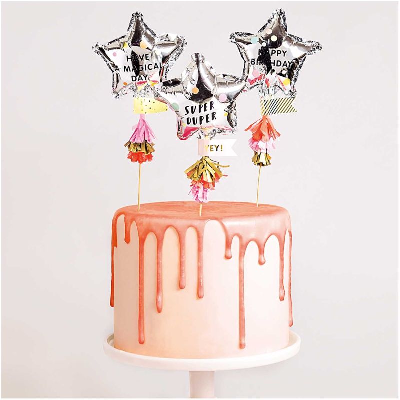 YEY! Let's Party Kuchentopper Folienballon-Sterne 3 Stück von Rico Design