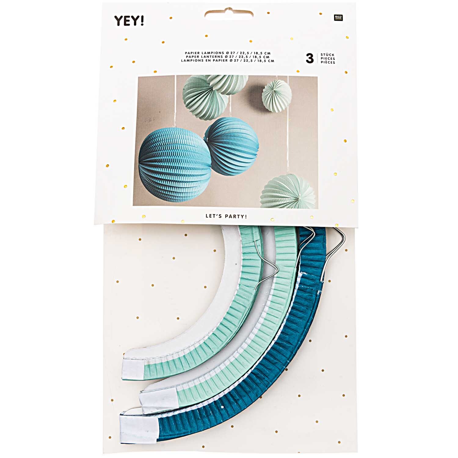 YEY! Let's Party Lampions aqua 3 Stück YEY! Let's Party Lampions aqua 3 Stück von Rico Design