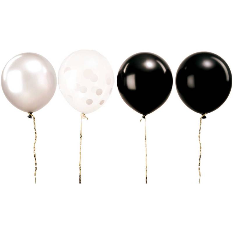 Luftballon Mix schwarz-weiß 30cm 12 Stück von Rico Design