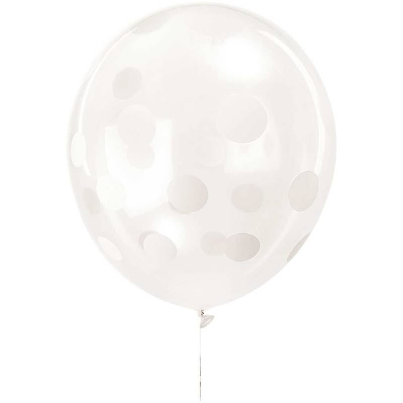 Luftballon Punkte/unifarben transparent-weiß 30cm 12 Stück von Rico Design