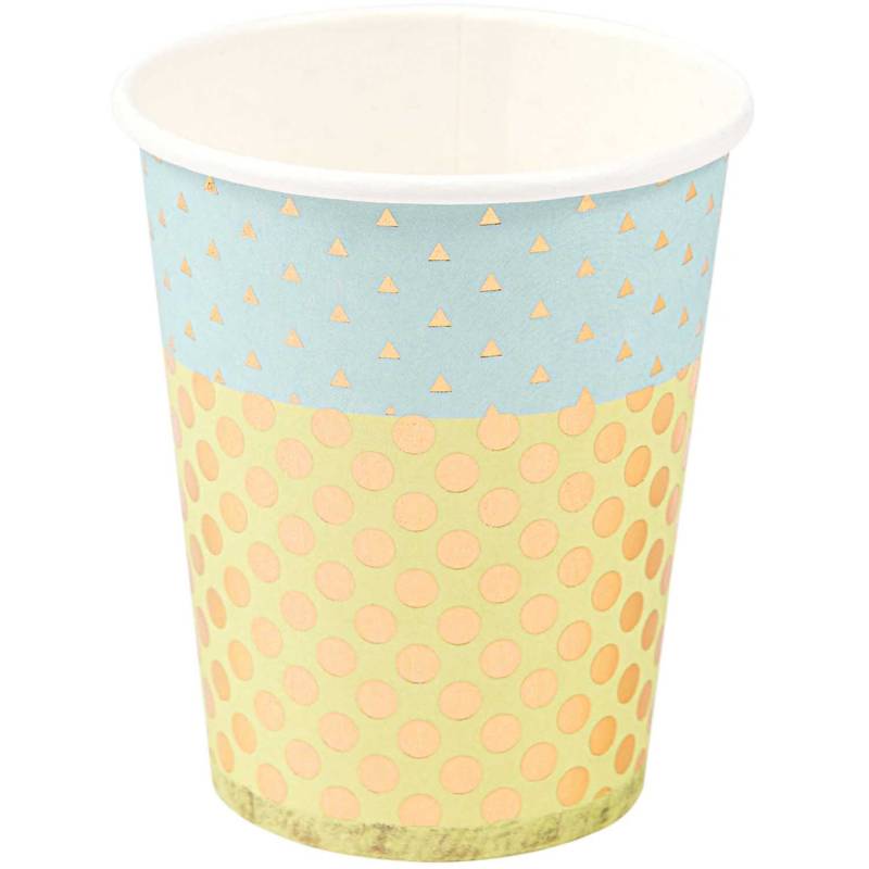 Pappbecher Konfetti blau 200ml 12 Stück von Rico Design