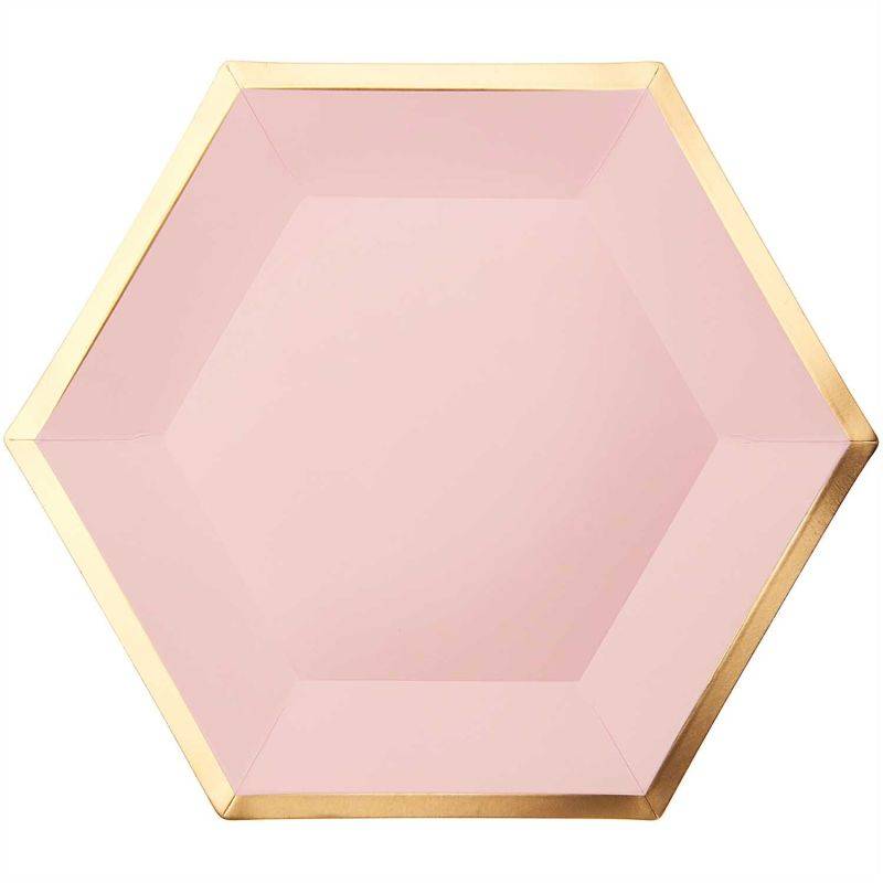 Pappteller Sechseck rosa-gold 27x23,5cm 10 Stück von Rico Design