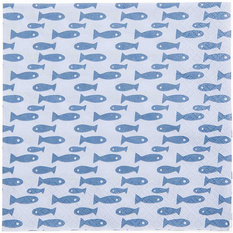 Servietten Mermaid Fische blau 33x33cm 20 Stück von Rico Design