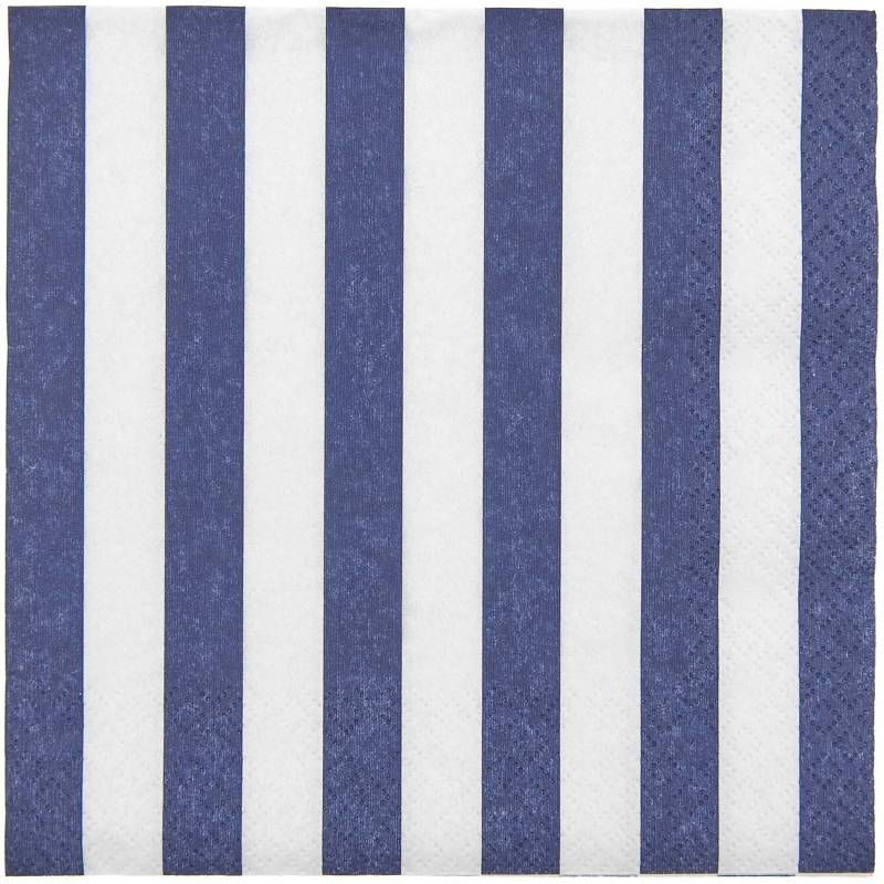 Servietten blau-weiß gestreift 33x33cm 20 Stück von Rico Design