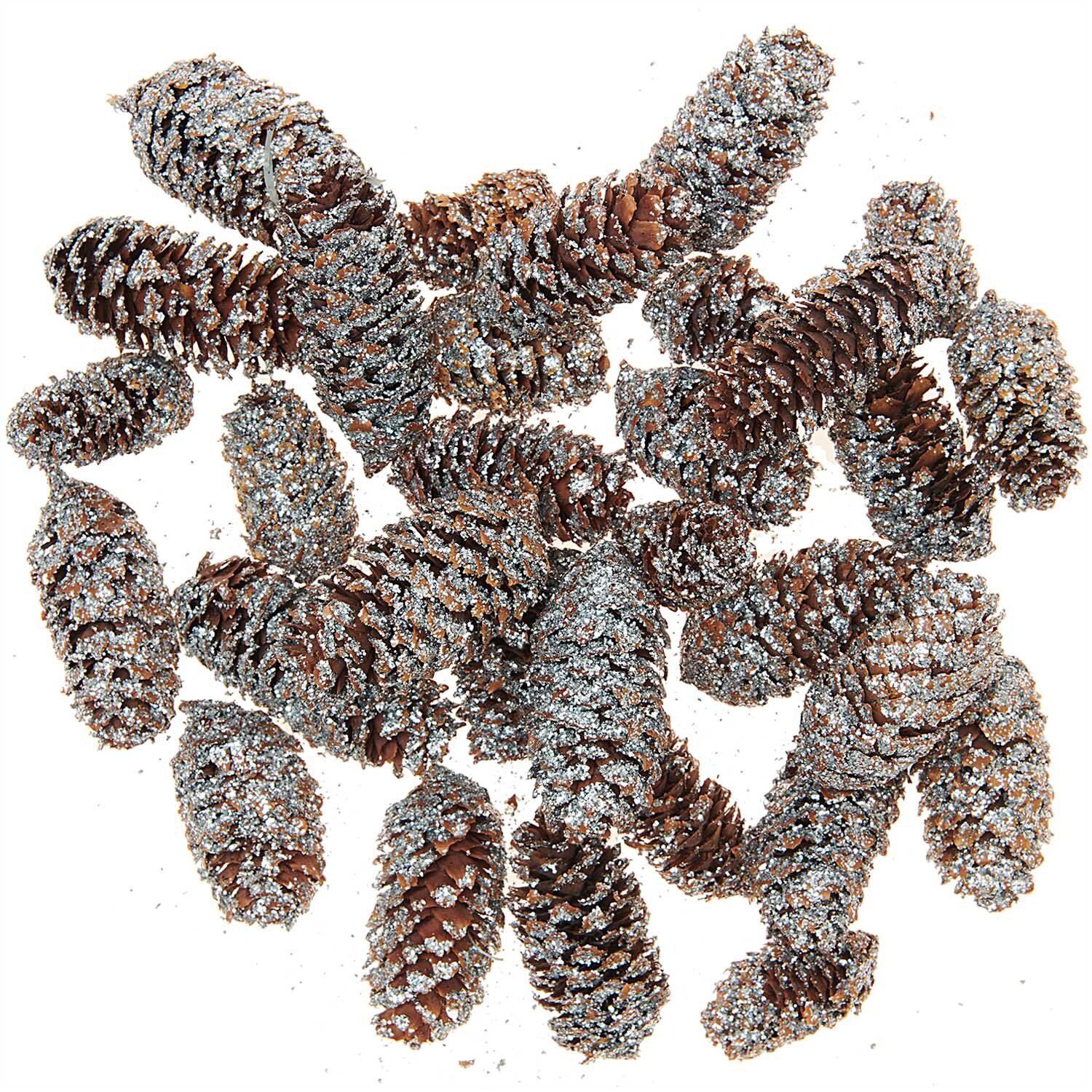 Zapfen mit Glitter silber klein 100g von Rico Design