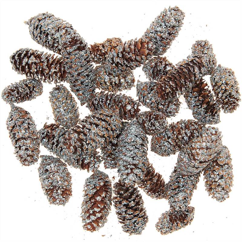 Zapfen mit Glitter silber klein 100g Zapfen mit Glitter silber klein 100g von Rico Design