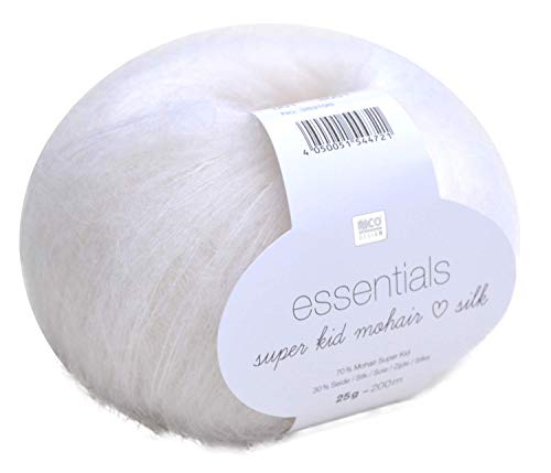 Rico Essentials Super Kid Mohair loves Silk, Fb. 001 – creme, Lacegarn aus Super Kid Mohair & Seide zum Stricken und Häkeln, Lacewolle Nadelstärke 4,5 mm Rico Essentials Super Kid Mohair loves Silk, Fb. 001 – creme, Lacegarn aus Super Kid Mohair & Seide zum Stricken und Häkeln, Lacewolle Nadelstärke 4,5 mm von Rico Design