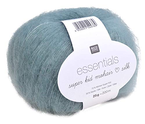 Rico Essentials Super Kid Mohair loves Silk, Fb. 006 – aqua, Lacegarn aus Super Kid Mohair & Seide zum Stricken und Häkeln, Lacewolle Nadelstärke 4,5 mm von Rico Design