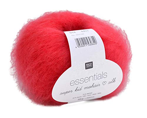 Rico Essentials Super Kid Mohair loves Silk, Fb. 018 – Melone, Lacegarn aus Super Kid Mohair & Seide zum Stricken und Häkeln, Lacewolle Nadelstärke 4,5 mm von Rico Design