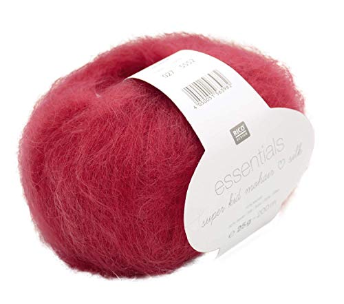 Rico Essentials Super Kid Mohair loves Silk, Fb. 027 – Granat rot, Lacegarn aus Super Kid Mohair & Seide zum Stricken und Häkeln, Lacewolle Nadelstärke 4,5 mm von Rico Design