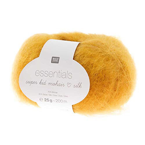 Rico Essentials Super Kid Mohair loves Silk, Fb. 037 senf, Lacegarn aus Super Kid Mohair & Seide zum Stricken und Häkeln, Lacewolle Nadelstärke 4,5 mm Rico Essentials Super Kid Mohair loves Silk, Fb. 037 senf, Lacegarn aus Super Kid Mohair & Seide zum Stricken und Häkeln, Lacewolle Nadelstärke 4,5 mm von Rico Design