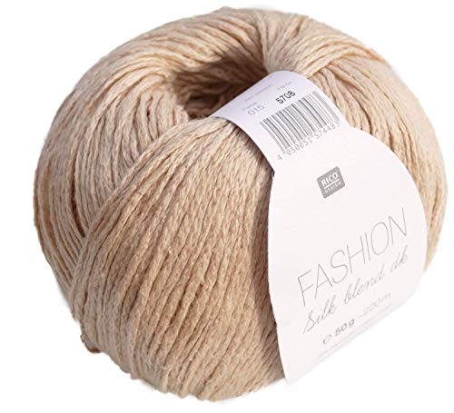 Rico Fashion Silk blend dk Fb. 015 beige, edles Garn aus Seide & Baumwolle zum Stricken & Häkeln, Wolle mit Seide zum Stricken von Rico Fashion Silk blend dk