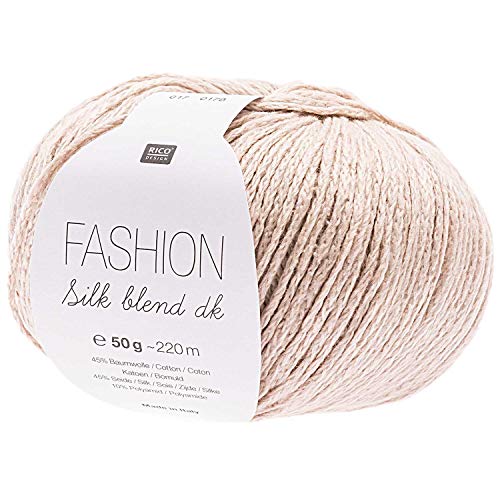 Rico Fashion Silk blend dk Fb. 017 sand, Wolle mit Seide zum Stricken oder Häkeln, edles Seide Baumwolle Garn von Rico Fashion Silk blend dk