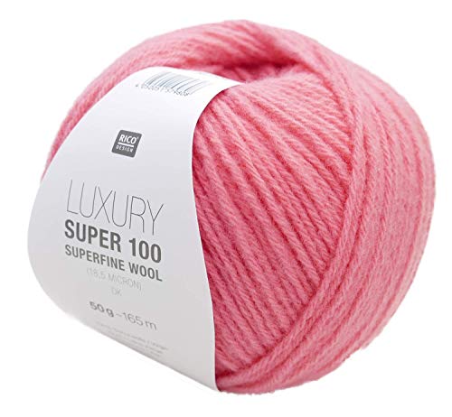 Rico Luxury Super 100, Fb. 05 rosa, Wolle superfine wool 18,5 micron zum Stricken & Häkeln von Rico Luxury