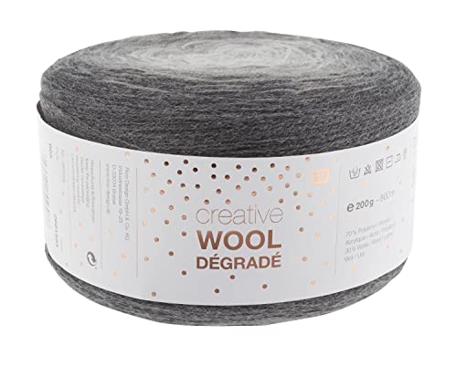 Rico Design Creative Wool Degrade Fb. 05 - stardust, 200g Wolle Bobbel mit dezentem Farbverlauf und Anleitung für 1 Tuch in der Bandarole von Rico Design