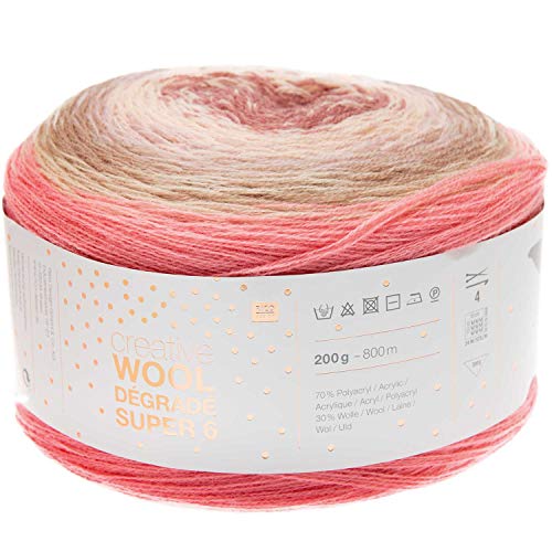 Rico creative Wool Degrade Super 6 Rosa-Flieder Fb. 18, Bobbel Farbverlaufswolle zum Häkeln u. Stricken von Rico Design