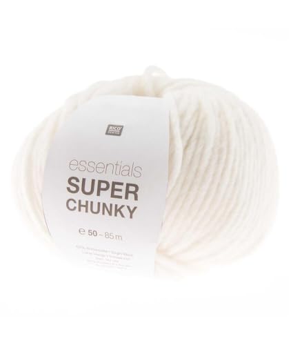 Rico essentials Super Chunky Wolle 50g ~ 80m, Farbe 001 weiß, dicke Wolle Stricken Häkeln Nadelstärke 7 mm Rico essentials Super Chunky Wolle 50g ~ 80m, Farbe 001 weiß, dicke Wolle Stricken Häkeln Nadelstärke 7 mm von Rico essentials