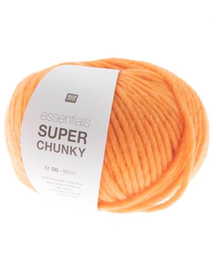 Rico essentials Super Chunky Wolle 50g ~ 80m, Farbe 7 orange, dicke Wolle Stricken Häkeln Nadelstärke 7 mm Rico essentials Super Chunky Wolle 50g ~ 80m, Farbe 7 orange, dicke Wolle Stricken Häkeln Nadelstärke 7 mm von Rico essentials