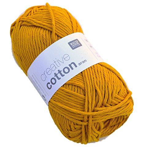 Rico Creative Cotton Aran - Mustard (70), Baumwollgarn für Topflappen, Schulgarn Baumwolle zum Häkeln von Rico Design
