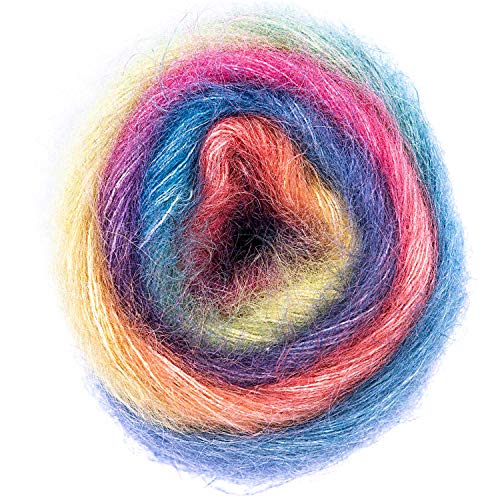 Rico Essentials Super Kid Mohair loves Silk Print, Fb. 1 Licht, Regenbogen Lacegarn aus Super Kid Mohair & Seide zum Stricken und Häkeln, Lacewolle Nadelstärke 4,5 mm von Rico Design