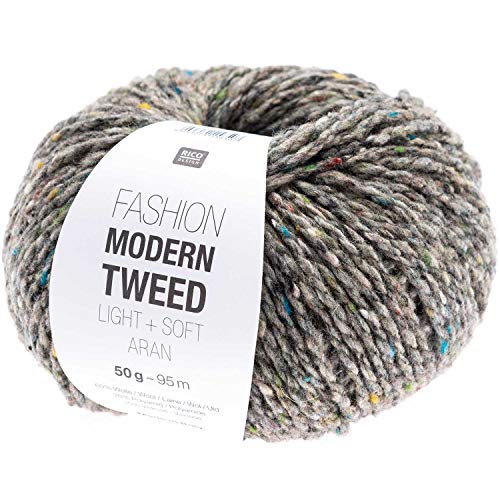 Rico Fashion Modern Tweed Aran, leichte, weiche Tweedwolle zum Stricken und Häkeln (015) von Rico