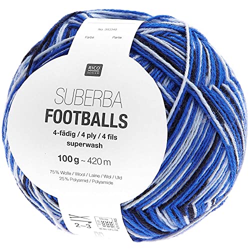 Rico Sockenwolle Footballs 4-fädig, 100g-420m, Blau von Rico Design
