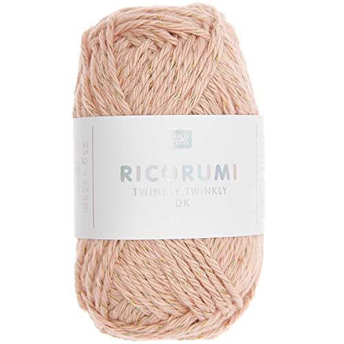 25g Ricorumi -Twinkly Twinkly - Farbe: 07 - puder/ rainbow - feine Baumwolle zum Häkeln von Amigurumi-Figuren mit Glitzer-Effekt von Rico Design
