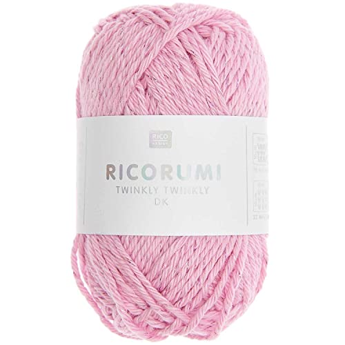 25g Ricorumi -Twinkly Twinkly - Farbe: 08 - rosa/ rainbow - feine Baumwolle zum Häkeln von Amigurumi-Figuren mit Glitzer-Effekt von Ricorumi