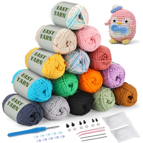 15 Stück Häkelgarn für Anfänger, 15x50 Easy Garn, Gdickes Garn zum Häkeln, Tshirt Garn zum Häkeln, Häkeln Kein Geteiltes Garn, Klobiges Baumwollgarn Leicht Zuerkennende Stiche zum Stricken Häkeln 15 Stück Häkelgarn für Anfänger, 15x50 Easy Garn, Gdickes Garn zum Häkeln, Tshirt Garn zum Häkeln, Häkeln Kein Geteiltes Garn, Klobiges Baumwollgarn Leicht Zuerkennende Stiche zum Stricken Häkeln von Riddur