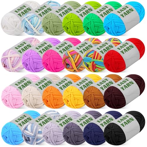 24x50g Dickes Garn zum Häkeln, häkelgarn für anfänger, Easy Yarn Wolle Häkelgarn Anfänger, Tshirt Garn zum Häkeln, Häkeln Kein Geteiltes Garn, Klobiges Baumwollgarn Leicht Zuerkennende Stiche 24x50g Dickes Garn zum Häkeln, häkelgarn für anfänger, Easy Yarn Wolle Häkelgarn Anfänger, Tshirt Garn zum Häkeln, Häkeln Kein Geteiltes Garn, Klobiges Baumwollgarn Leicht Zuerkennende Stiche von Riddur