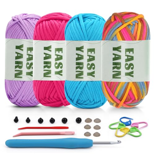 4 Stück Easy Yarn für Anfänger, Wolle zum Häkeln Dickes Yarm, Häkelgarn Anfänger Leicht Zuerkennende Stiche Kein Geteiltes Garn, Klobiges Baumwollgarn Garn zum Häkeln mit Häkelzubehör (4 X 50 g) 4 Stück Easy Yarn für Anfänger, Wolle zum Häkeln Dickes Yarm, Häkelgarn Anfänger Leicht Zuerkennende Stiche Kein Geteiltes Garn, Klobiges Baumwollgarn Garn zum Häkeln mit Häkelzubehör (4 X 50 g) von Riddur