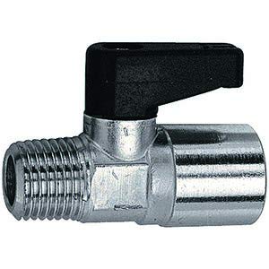 RIEGLER 103355-371.07 Mini-Kugelhahn mit Drehgriff, Messing vernickelt, R/Rp 3/8 AG/IG, 1Stk von Riegler