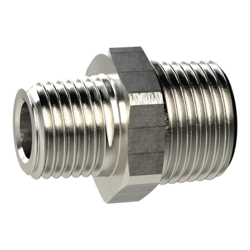 Riegler 134801 Doppelgewindenippel, R 1 1/4 o., R 1/2 o., Messing vernickelt von Riegler