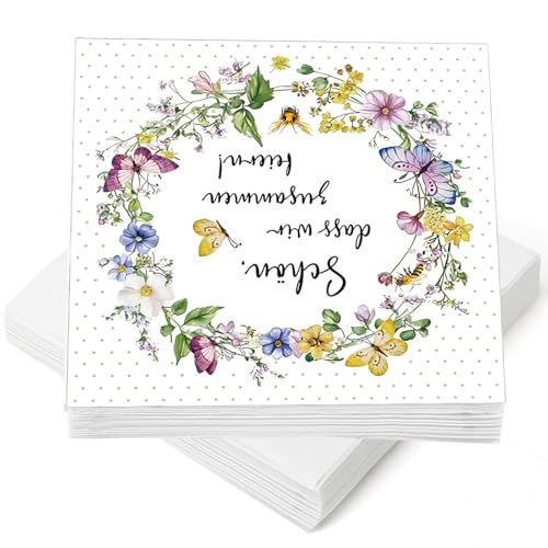 80 Blatt Servietten Schön Dass du da Bist,Servietten Hochzeit,schön Das du da Bist,Weich und Dick,Exquisite Muster,für Kommunion,Hochzeit,Geburtstag,Gartenparty (33 * 33cm) von Rienan