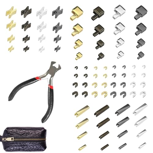 80 Stück Reißverschluss Reparatur Set,Reißverschluss Zipper Ersatz,Reißverschluss Reparatur,Kommt mit 1 Oberschneidezange,4 Farbmodelle,Geeignet für Verschiedene Reißverschlussreparaturen von Rienan