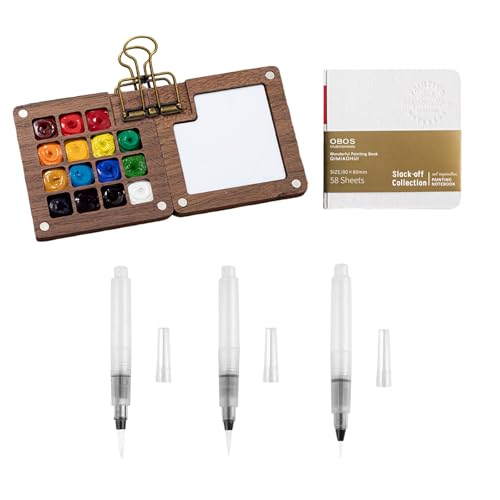 Mini Palette,Mini Aquarell Set Mini Aquarellkasten Mini Palette 15 Grids Tragbares Aquarell-Paletten-Set Aus Holz mit Clip und Wasserstift Pocketartist Travel Set für Maler Künstler Studenten Mini Palette,Mini Aquarell Set Mini Aquarellkasten Mini Palette 15 Grids Tragbares Aquarell-Paletten-Set Aus Holz mit Clip und Wasserstift Pocketartist Travel Set für Maler Künstler Studenten von Rienan