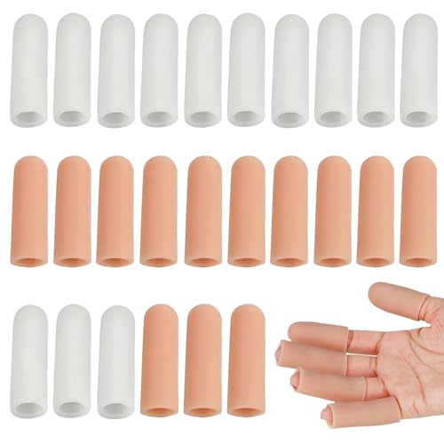 Rienan 26 Stück Fingerschutz Bei Verletzung Fingerschutz Silikon Wiederverwendbare Fingerschutz Silikon Gel Finger Sleeves für Fingerschutz Bei Verletzung Fingerknacken(Wei,Hautfarbe) von Rienan