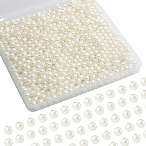 Rierdge 1000 Stück Perlen zur Schmuckherstellung, 6 mm, elfenbeinfarbene Kunststoffperlen zum Basteln von Armbändern, Halsketten, Ohrringen Rierdge 1000 Stück Perlen zur Schmuckherstellung, 6 mm, elfenbeinfarbene Kunststoffperlen zum Basteln von Armbändern, Halsketten, Ohrringen von Rierdge