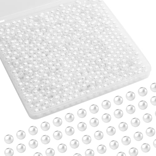Rierdge 1000 Stück Perlen zur Schmuckherstellung, 6 mm weiße Kunststoffperlen zum Basteln von Armbändern, Halsketten, Ohrringen Rierdge 1000 Stück Perlen zur Schmuckherstellung, 6 mm weiße Kunststoffperlen zum Basteln von Armbändern, Halsketten, Ohrringen von Rierdge