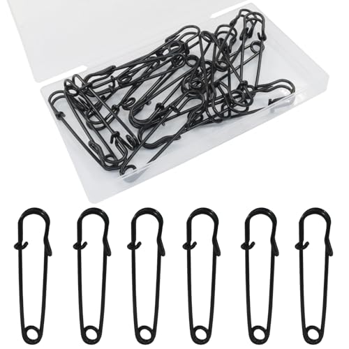 Rierdge 20 Stück große Sicherheitsnadeln, 6,3 cm, robuste schwarze Sicherheitsnadeln für Kleidung, Decken, Handwerk von Rierdge