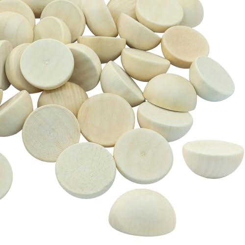 Rierdge 200 Stück halbe Holzperlen, 25 x 13 mm, unlackierte, glatte Halbkugelperlen für Bastelarbeiten, Malerei, Kinder-Kunstprojekte, Heim- und Partyzubehör von Rierdge