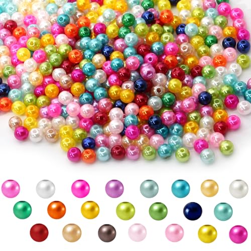 Rierdge 2000 Stück Perlen zur Schmuckherstellung, 6 mm bunte Kunststoffperlen zum Basteln von Armbändern, Halsketten, Ohrringen Rierdge 2000 Stück Perlen zur Schmuckherstellung, 6 mm bunte Kunststoffperlen zum Basteln von Armbändern, Halsketten, Ohrringen von Rierdge