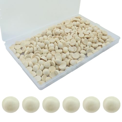 Rierdge 300 Stück halbe Holzperlen, 12 x 6 mm, unlackierte, glatte Halbkugelperlen für Bastelarbeiten, Malerei, Kinder-Kunstprojekte, Heim- und Partyzubehör von Rierdge